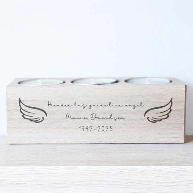 Engraved Tea Light Holder - Wooden Remembrance in Loving Memory Rememberence Candle Loss Of A Loved One - image 1