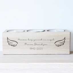 Engraved Tea Light Holder - Wooden Remembrance in Loving Memory Rememberence Candle Loss Of A Loved One - thumbnail 1