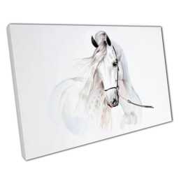 Majestic White Andalusian Horse Watercolor Canvas Print Elegant Home & Office Wall Art Decor - thumbnail 1