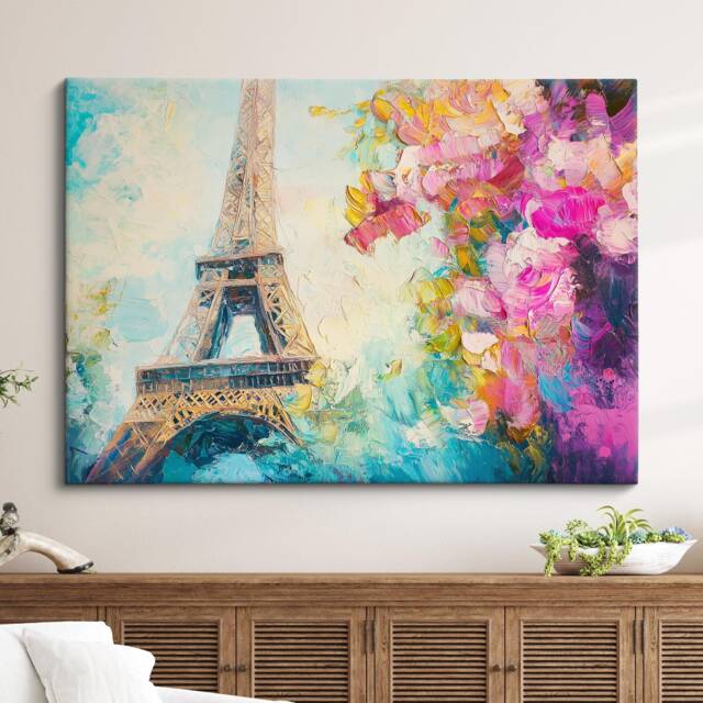 Eiffel Tower Paris Abstract Oil Painting Framed Print & Canvas Large Sizes Wall Art Poster France Home Decor Interior Gift Idea - image 1