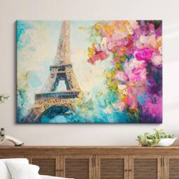 Eiffel Tower Paris Abstract Oil Painting Framed Print & Canvas Large Sizes Wall Art Poster France Home Decor Interior Gift Idea - thumbnail 1