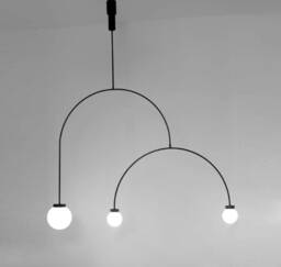 Ari - Modern Black Chandelier Sculptural 3-Light Glass Globe Pendant
