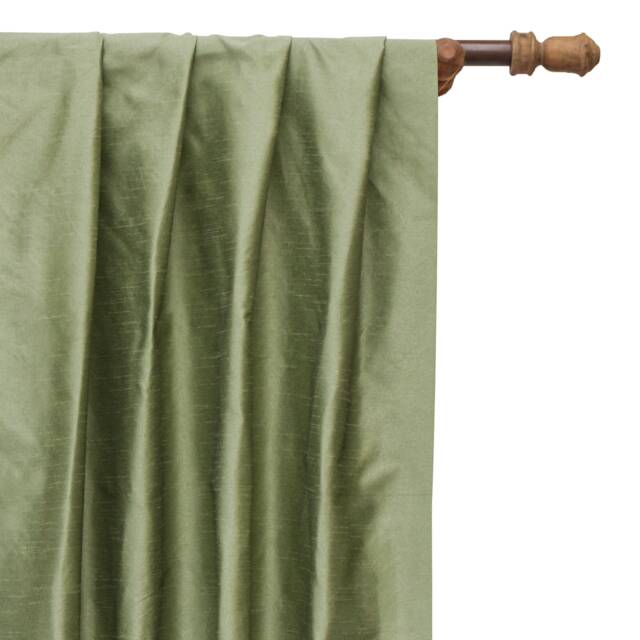 Taupe Green Faux Silk Curtain Panels, Art Curtains - Rod Pocket, Grommet, Box Pleat, Three Pinch Tab Top & Plain Ring Top - image 1
