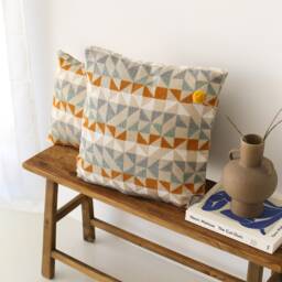 Textured & Patterned Decorative Throw Pillow Cover, Soft Triangle Pattern Accent Case, Boho Handmade Cushion Any Size, 16x16 - thumbnail 3