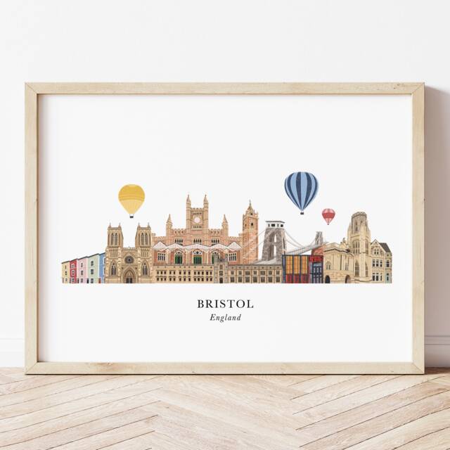 Bristol Skyline Print, Cityscape, Wall Art, Gift, Illustration, Poster, Travel - image 1