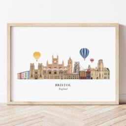 Bristol Skyline Print, Cityscape, Wall Art, Gift, Illustration, Poster, Travel - thumbnail 1