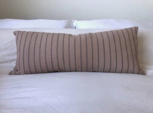 Extra Long Lumbar Pillow Cover, Brown Stripe Woven Cotton, Boho Decor - image 1