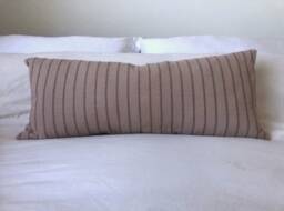 Extra Long Lumbar Pillow Cover, Brown Stripe Woven Cotton, Boho Decor - thumbnail 1