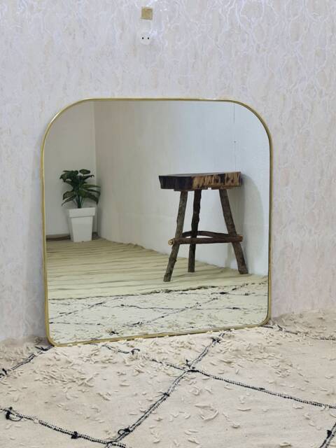 Curved Antiqued Brass Wall Mirror Italian Butterfly Design - image 1