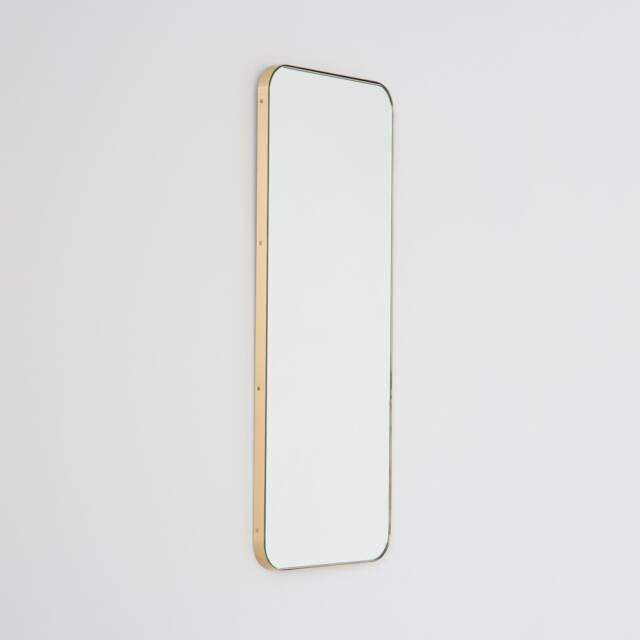 Quadris??? Rectangular Modern Mirror With A Brass Frame, Xl - image 1
