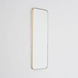 Quadris??? Rectangular Modern Mirror With A Brass Frame, Xl