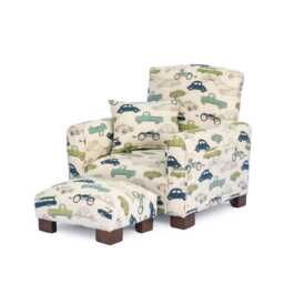 Personalized Upholstered Rocking Chair Handmade Kids Furniture - Cars & Trucks Fabric - thumbnail 2