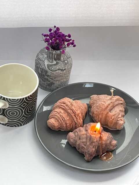 Croissant Candle - Novelty Soy Wax Candle, Foodie Gift - image 1