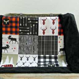 Buffalo Plaid Baby Blanket - Faux Patchwork Quilt Lumberjack Moose Bear Nursery Buck Blanket - thumbnail 3