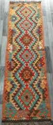 Runner Rug Classic, Handmade Artisan Afghan Turkish, Scandinavian, Navajo, Bohemian, Wool Flatweave Multicolour Kilim 203x61 cm - thumbnail 1