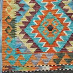 Runner Rug Classic, Handmade Artisan Afghan Turkish, Scandinavian, Navajo, Bohemian, Wool Flatweave Multicolour Kilim 203x61 cm - thumbnail 2