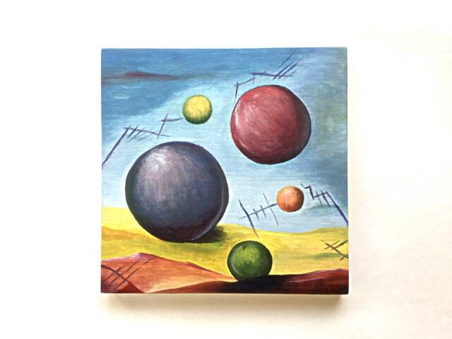 Original Surreal Oil Painting, Fantasy Landscape, Wall Art, Folk, Primitive Art - image 1