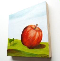 Original Surreal Oil Painting, Fantasy Landscape, Wall Art, Folk, Primitive Art - thumbnail 3