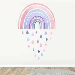 Fabric Wall Decal, Large Rainbow, Watercolour Kids Room Decor, Colourful Art - thumbnail 3