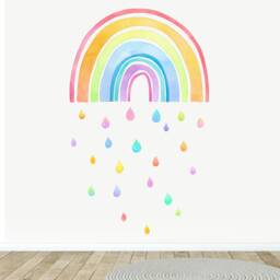 Fabric Wall Decal, Large Rainbow, Watercolour Kids Room Decor, Colourful Art - thumbnail 2