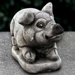 Concrete Pig Statue Outdoor Figurine Cement Animal Sculpture Pig Lover Gift Handmade Front Door Decoration Garden Ornament - thumbnail 2