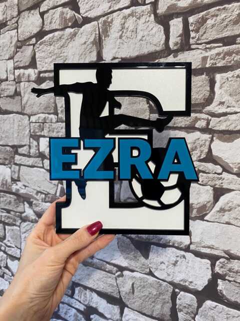 Personalised Football Name Sign. Kids Bedroom Decor. Door Plaque. Girl Or Boy Soccer - image 1