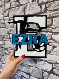 Personalised Football Name Sign. Kids Bedroom Decor. Door Plaque. Girl Or Boy Soccer - thumbnail 1