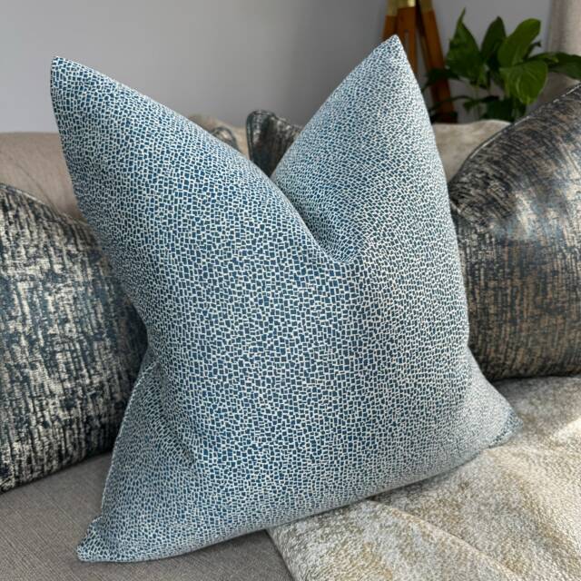 Decorative Cushion Cover Pillow Throw in Teal - Double Sided Worldwide Shipping Textured Designer Fabric - image 1