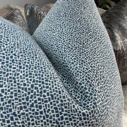 Decorative Cushion Cover Pillow Throw in Teal - Double Sided Worldwide Shipping Textured Designer Fabric - thumbnail 3