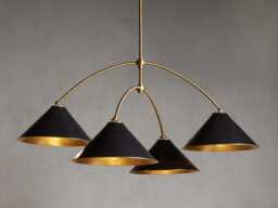 1950's Mid Century Brass Arno 4 Light Chandelier Sputnik Italian Ceiling Curved Arms Starburst Fixture - thumbnail 1