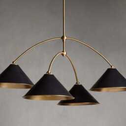 1950's Mid Century Brass Arno 4 Light Chandelier Sputnik Italian Ceiling Curved Arms Starburst Fixture - thumbnail 3