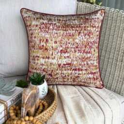 Red Jacquard Silk, Abstract Pattern, Modern Throw Pillow Cover/Euro Sham - Foiled Decor - thumbnail 2