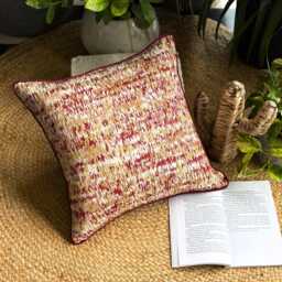Red Jacquard Silk, Abstract Pattern, Modern Throw Pillow Cover/Euro Sham - Foiled Decor - thumbnail 3