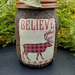 Buffalo Plaid Moose Themed Soap Dispenser, Grubby Mason Jar With Pump, Rustic Cabin Christmas Decor, Country Christmas, Lodge - thumbnail 2