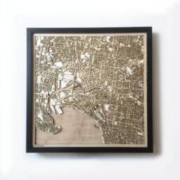 Melbourne Wooden Map - Laser Cut City Streets, Framed 3D Wall Art - thumbnail 1