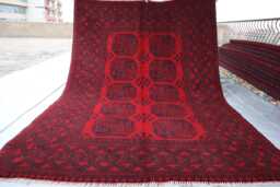 6x8 Ft Akhcha Red Handmade Large New Rug - Afghan High Pile Turkmen Bokhara Area Livingroom Rug Tribal Bedroom Office - thumbnail 1