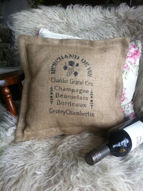 Hessian - Burlap Cushion, Vintage, Rustic, French Shabby Chic. Gift. Rustic. Farmhouse. Grain Sack. Christmas Present - image 1