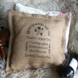 Hessian - Burlap Cushion, Vintage, Rustic, French Shabby Chic. Gift. Rustic. Farmhouse. Grain Sack. Christmas Present - thumbnail 3