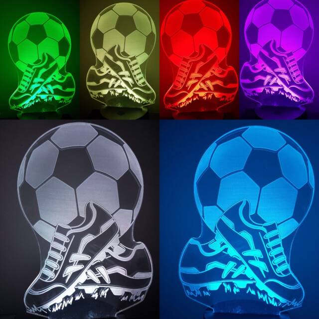 Football, Soccer Ball & Shoes 3D Custom Made Smart App Control Night Light Bluetooth, Music, 7&16M Colour Mobile App , Gift Led Lamp - image 1