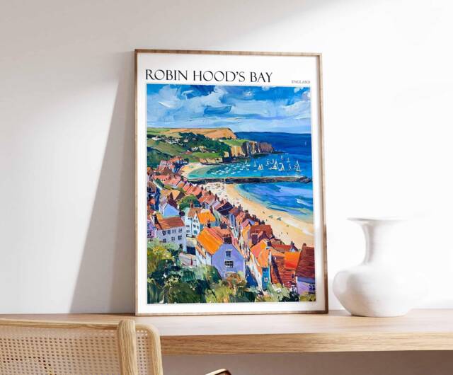 Robin Hood's Bay Travel Poster Yorkshire Coastal Wall Art - image 1