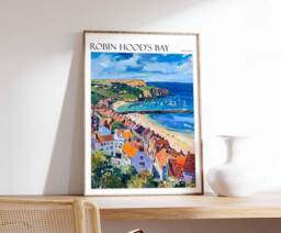 Robin Hood's Bay Travel Poster Yorkshire Coastal Wall Art - thumbnail 1