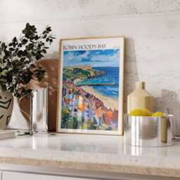 Robin Hood's Bay Travel Poster Yorkshire Coastal Wall Art - thumbnail 3