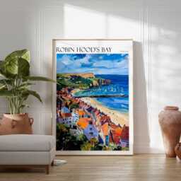 Robin Hood's Bay Travel Poster Yorkshire Coastal Wall Art - thumbnail 2