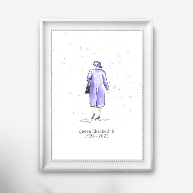 Queen Elizabeth Rip Memorabilia Print, The Watercolour, Your Majesty Remembrance, in Memory Of Her Rest in Peace, Art Print - image 1