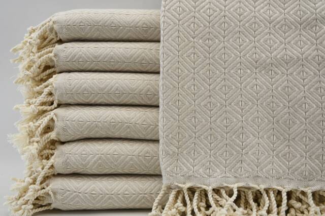 "Turkish Towel, Big Diamond Towel, Turkish Hammam Bath Towel, Light Gray Towel, Spa Towel, 38""x67" - image 1