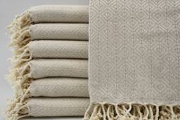 "Turkish Towel, Big Diamond Towel, Turkish Hammam Bath Towel, Light Gray Towel, Spa Towel, 38""x67" - thumbnail 1