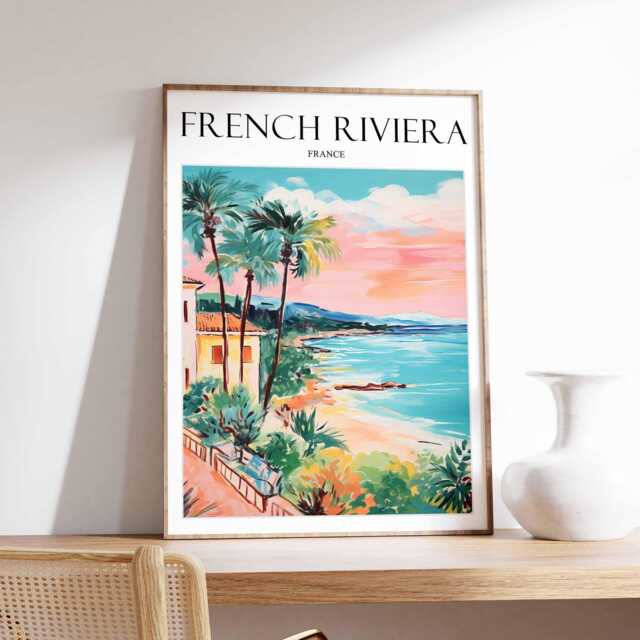 French Riviera Travel Poster Vintage Coastal Art Print - image 1