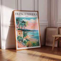 French Riviera Travel Poster Vintage Coastal Art Print - thumbnail 3
