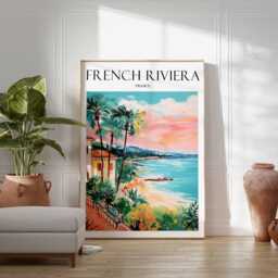 French Riviera Travel Poster Vintage Coastal Art Print - thumbnail 2
