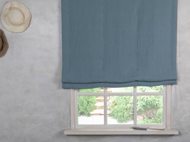 Linen Roman Blind-Black Out Blind in Greyish Duck Egg Color -Hardware Is Included-Custom - image 1